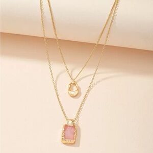 BRAND NEW 💎 Layered Pink Gem Pendant Gold Plated necklace - perfect for …